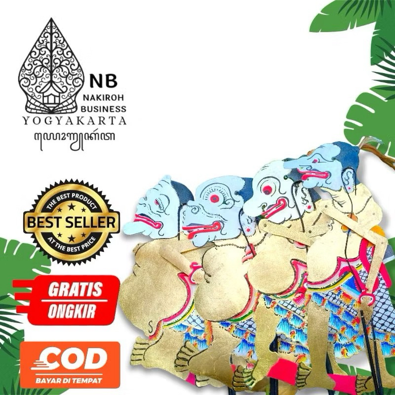 NAKIROHBUSINESS Wayang Kulit Asli PUNAKAWAN KOMPLIT Standar Dalang Ukuran 60 cm