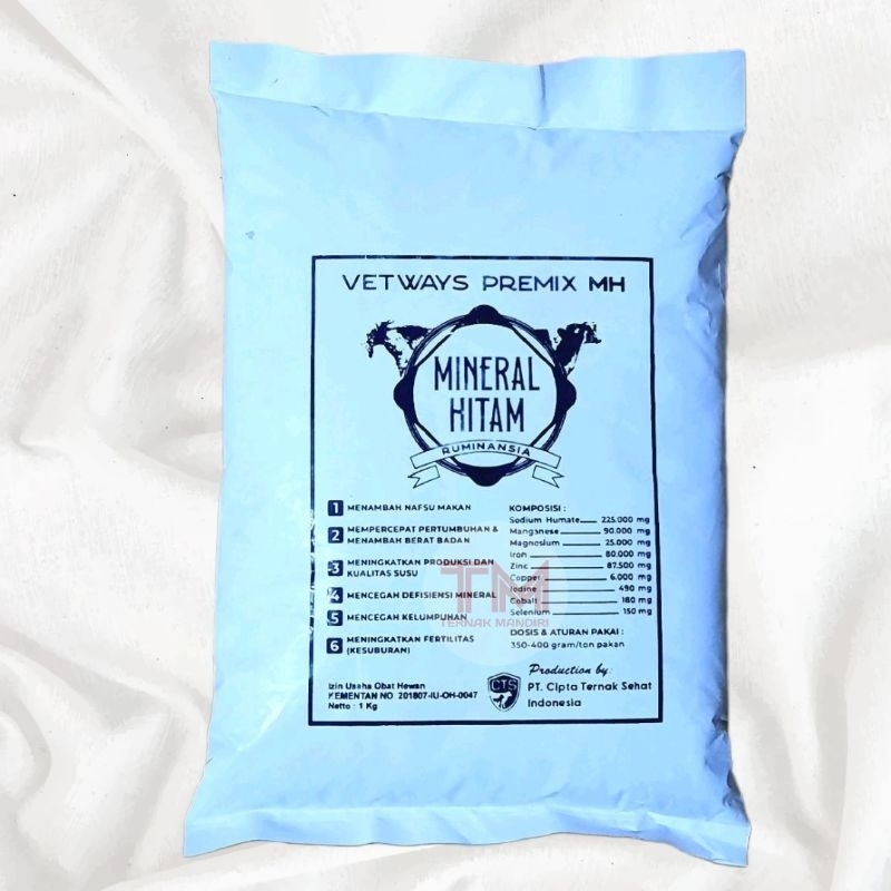 MINERAL HITAM  Vetways premix 1kg penguat tulang sapi kambing dan domba