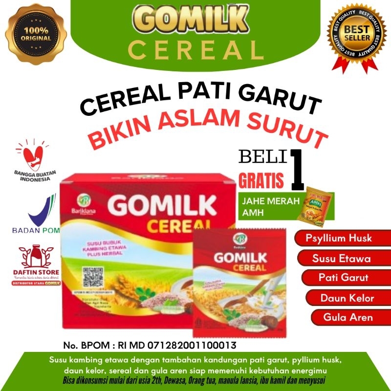 

[FREE HADIAH] Gomilk Cereal 250gr | Sarapan Sehat Aman untuk Lambung Atasi Maag, GERD, Asam Lambung