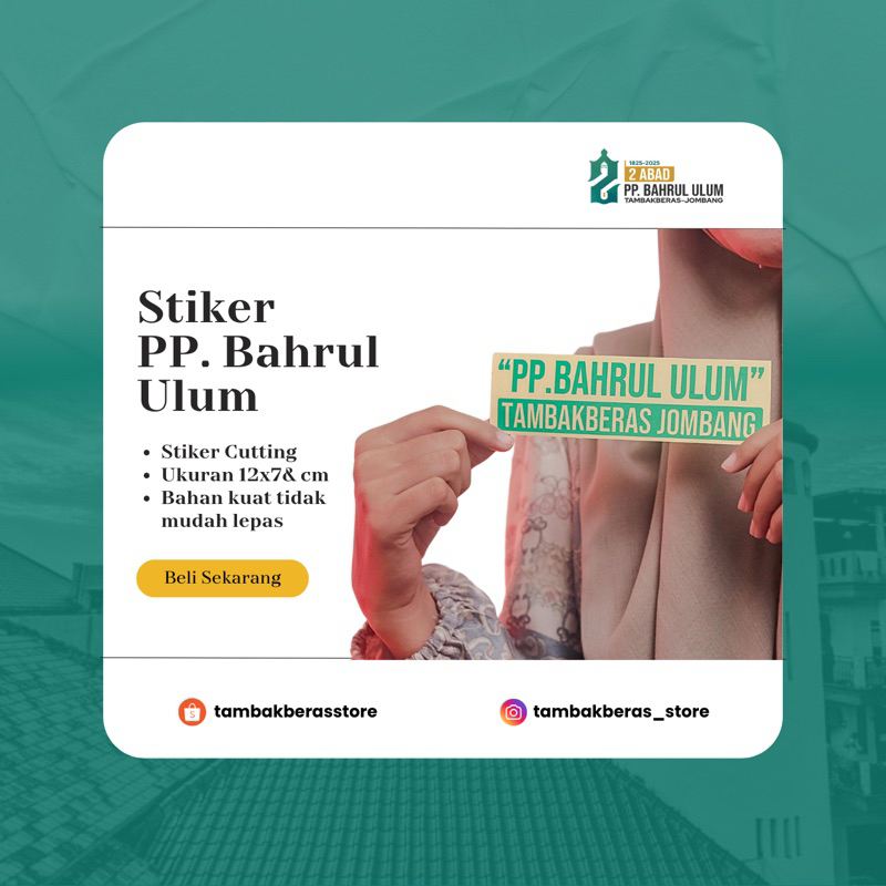 

PP. BAHRUL ULUM TAMBAKBERAS" Stiker Cutting Warna HIJAU Ukuran 15*4 CM