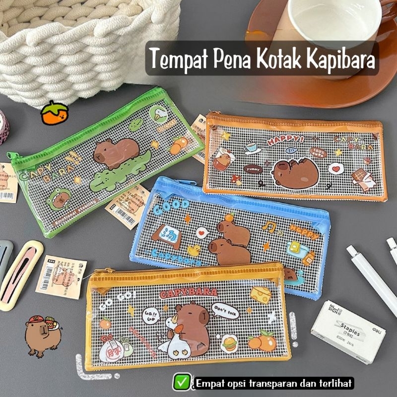 

Kotak pensil Capybara Kawaii ClearCase – Pencil Case Transparan Kekinian Back To School