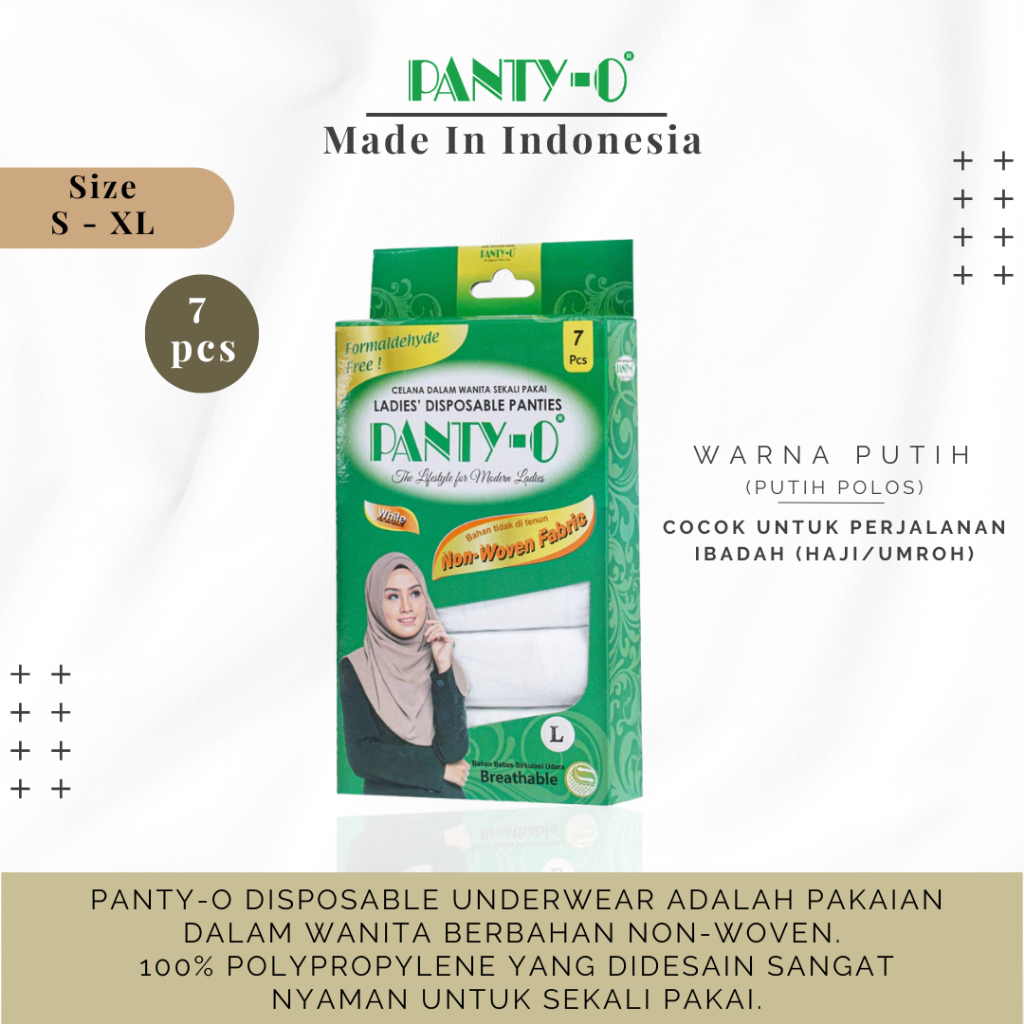 Panty-O / Muslim Putih Polos / Celana Dalam Sekali Pakai Wanita / Disposable Panties / Panties Haji 