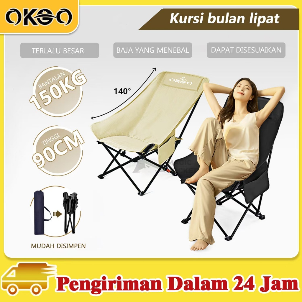 OKGO Aluminium Kursi Lipat Portable Kursi Back Tinggi Kursi Lipat Dewasa Kursi Gunung Setengah Bersa