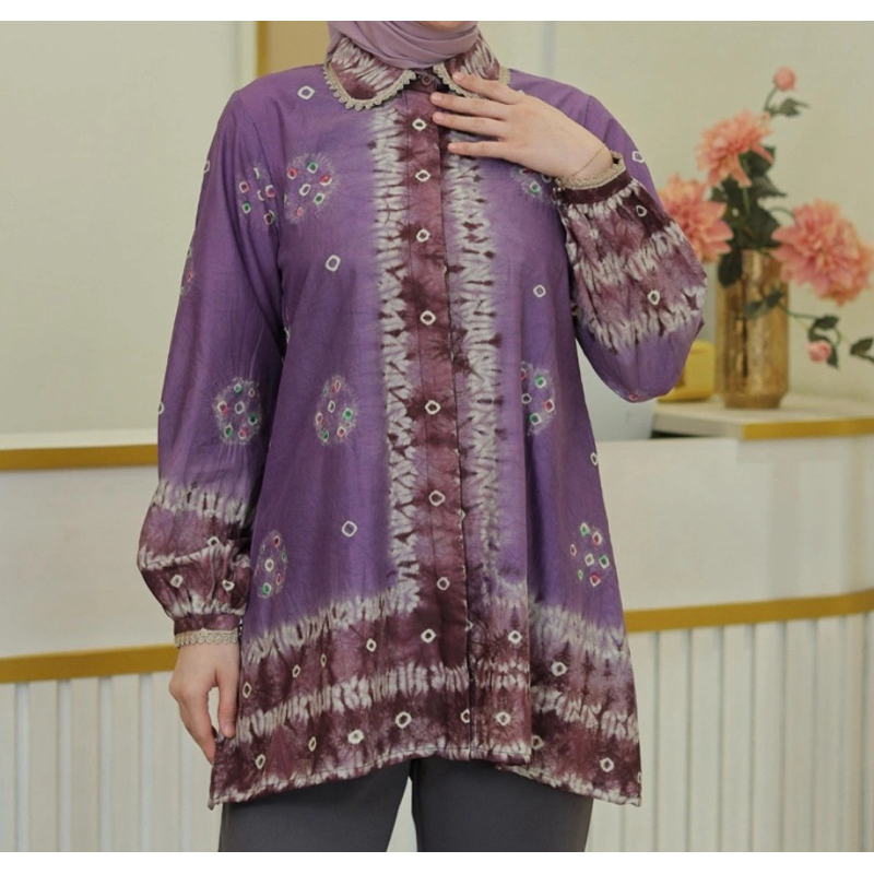 Kemeja jumputan Amila - Etnira Indonesia - NEW ukuran L