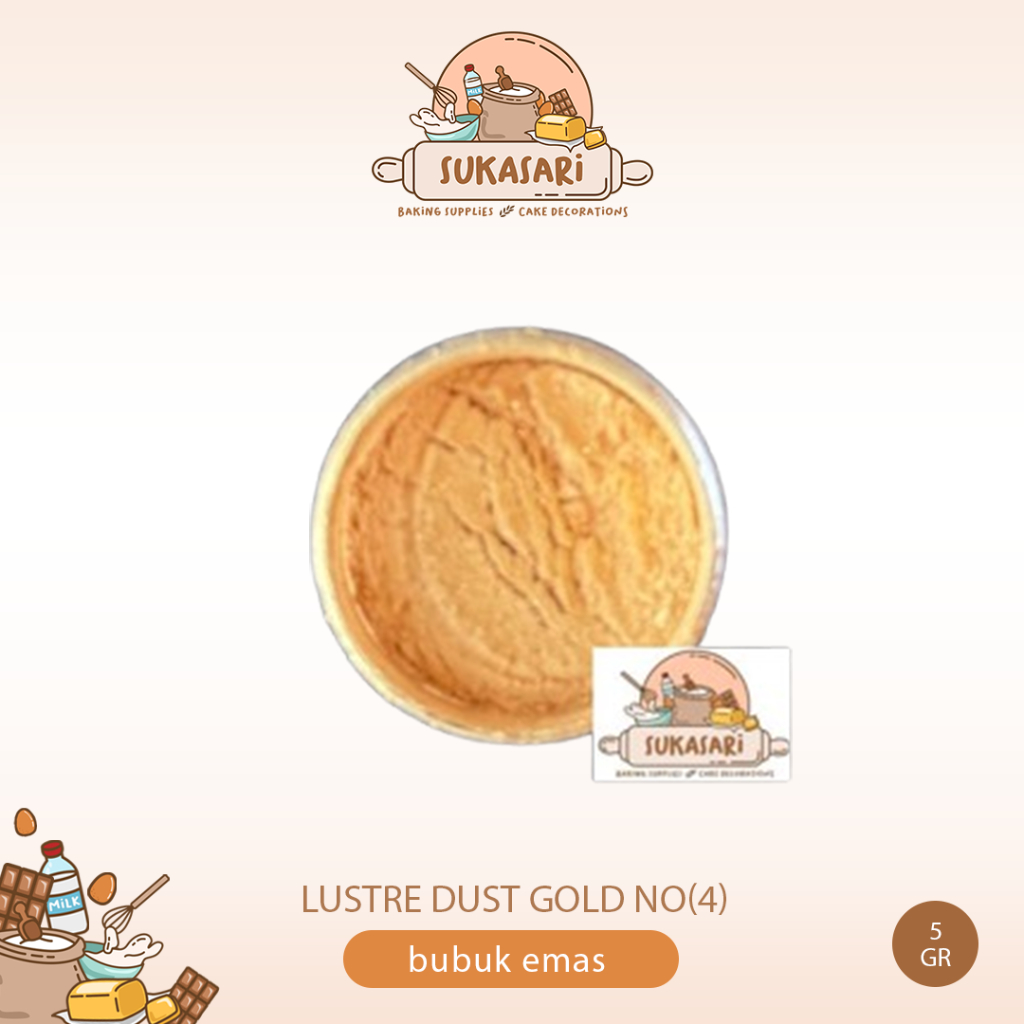 

Lustre Dust Gold no(4) 5 gram tube bubuk emas pewarna makanan
