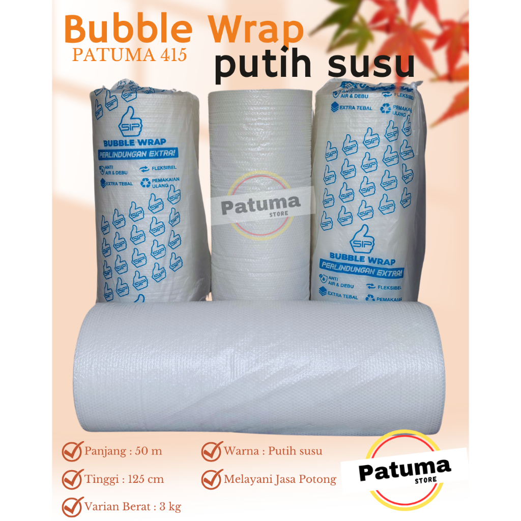 

BUBBLE WRAP WARNA PUTIH SUSU MEREK SIP 3KG