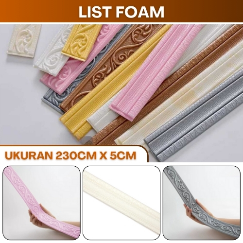 Wallborder List Foam Plafon Atas 3D Lis Profil Dekorasi Dinding Kamar Rumah Aesthetic Best Quality