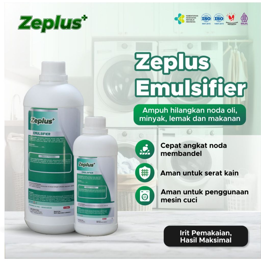 Zeplus Emulsifier (Penghilang Noda Minyak, Oli dan Lemak di Pakaian)