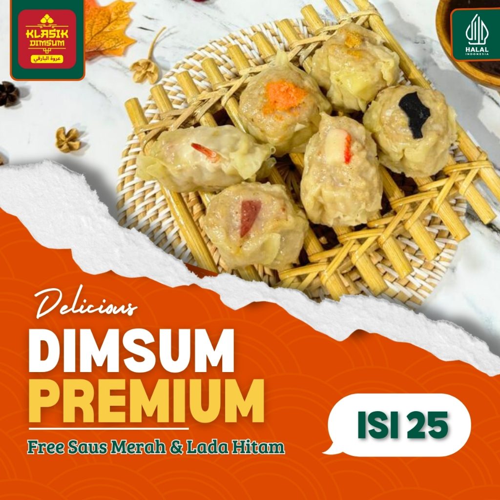 

Dimsum Isi 25pcs Gurih dan Lezat! MIX Free Saus Merah & Lada Hitam Premium & Halal