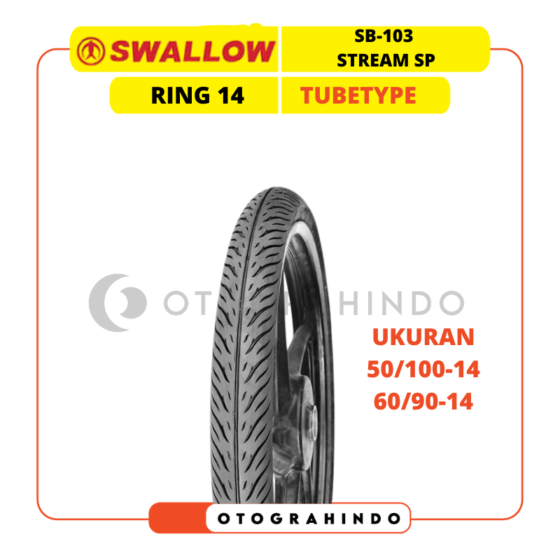 BAN LUAR SEPEDA MOTOR SWALLOW SB-103 STREAM SP UKURAN 50/100 60/90 RING 14 TUBETYPE BAN MATIC RACING