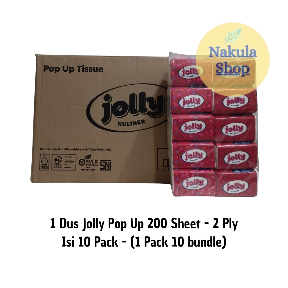 1 DUS Jolly Pop Up 200 Sheet 2 Ply 1 Karton