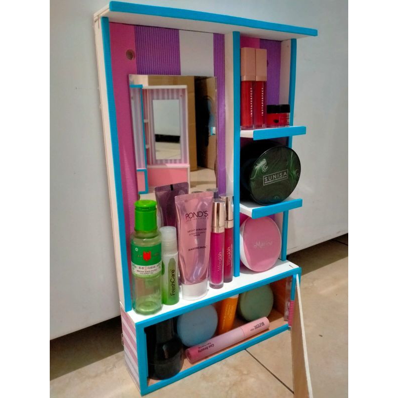 Cermin Rias Minimalis Rak Kosmetik Gantung Meja rias/Rak Rias Gantung lapis Spon Random