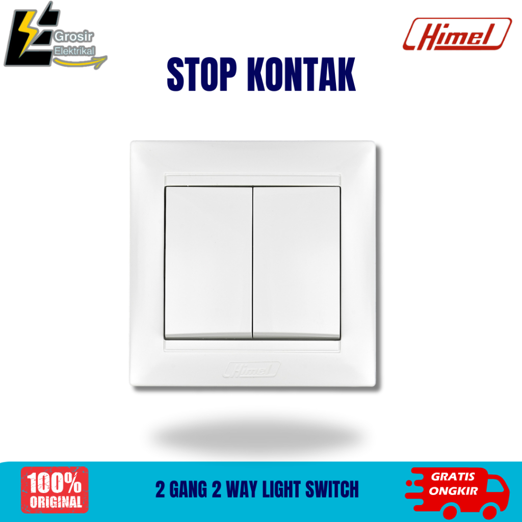 Himel Stop Kontak Saklar 2 Gang 2 Way Light Switch Putih