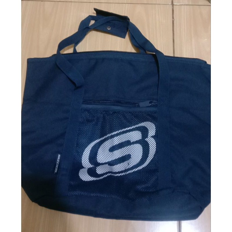(Preloved Like New) Skechers Original Bag / Tas Jinjing / Tote Bag Big Size XL Jumbo Navy / Biru Don