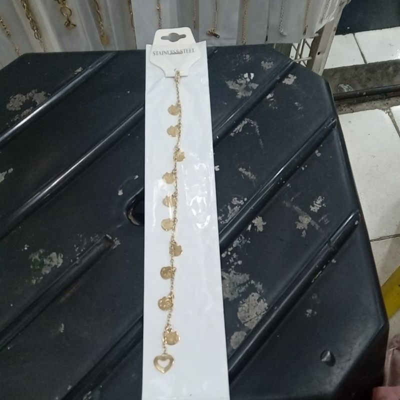 gelang titanium warna kuning dan  putih