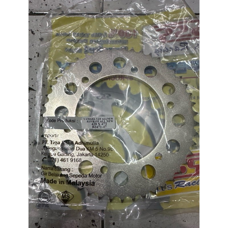 GIR GEAR BELAKANG SSS 428 CHROME R15 V3 NEW / VIXION R VVA / MT15 / XSR155 UKURAN : 428 X 43 / 44 / 