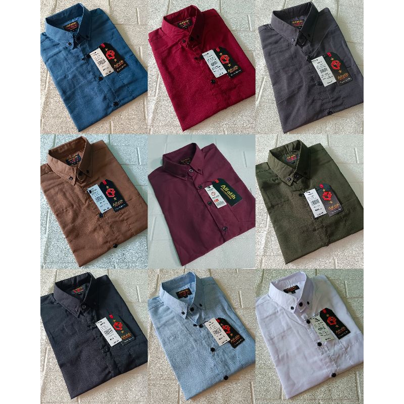 Kemeja pendek pria Hitam putih ungu burgundi ukuran jumbo oversize original termurah