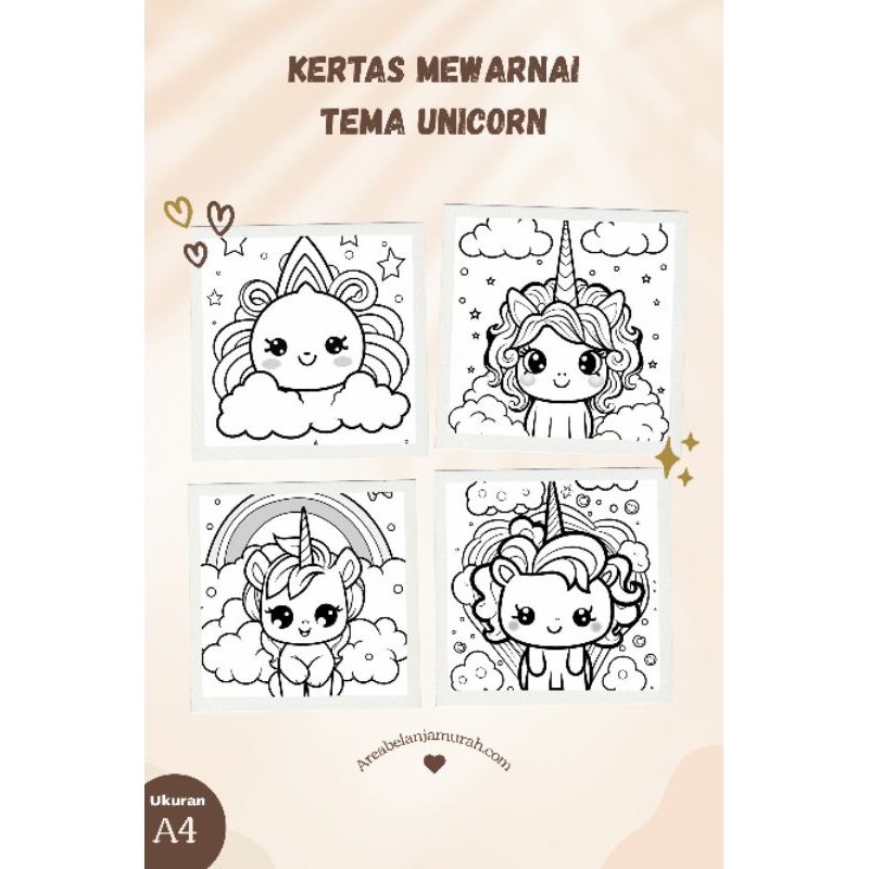 

Areabelanjamurah//Kertas Mewarnai Anak Tema Unicorn