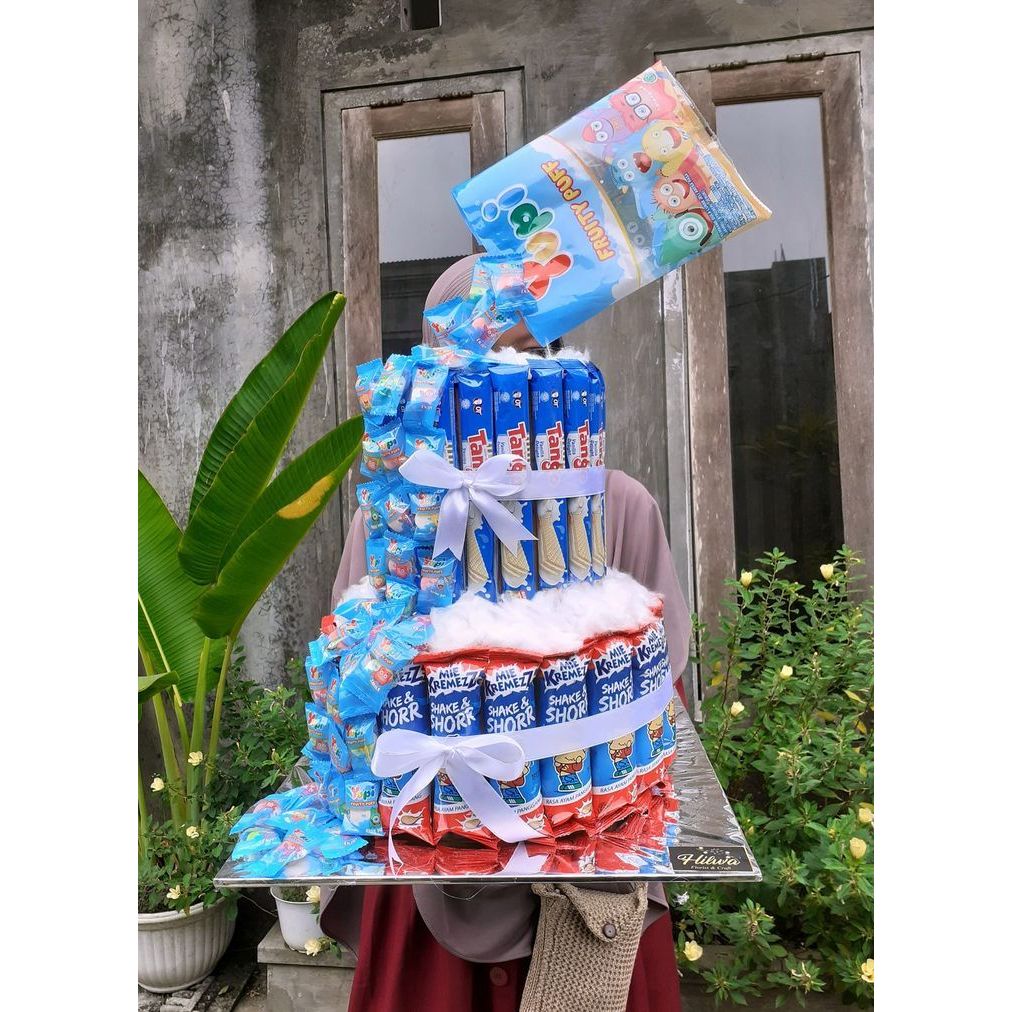 

Snack Tower - Snack Tart - Cake Snack Ultah - Snack Cake - Bucket Snack Birthday (Biru 2)