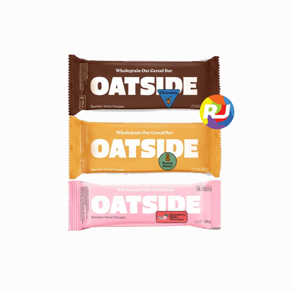

JUAL PER 5 BUNGKUS - OATSIDE Oat Cereal Bar 18gr - Chocolate / Peanut / Strawberry White Chocolate