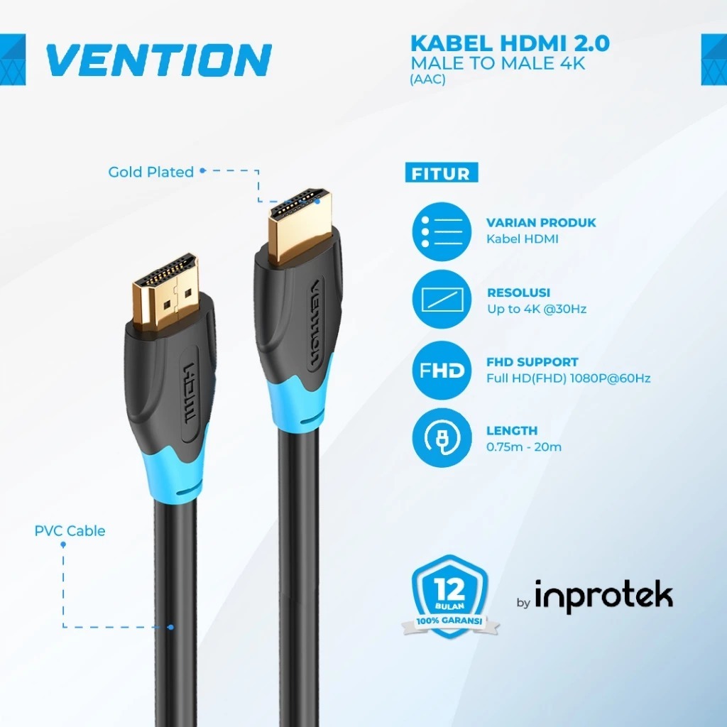 VENTION Kabel HDMI AAC 2.0 Male to Male 4K for PC LCD Projector