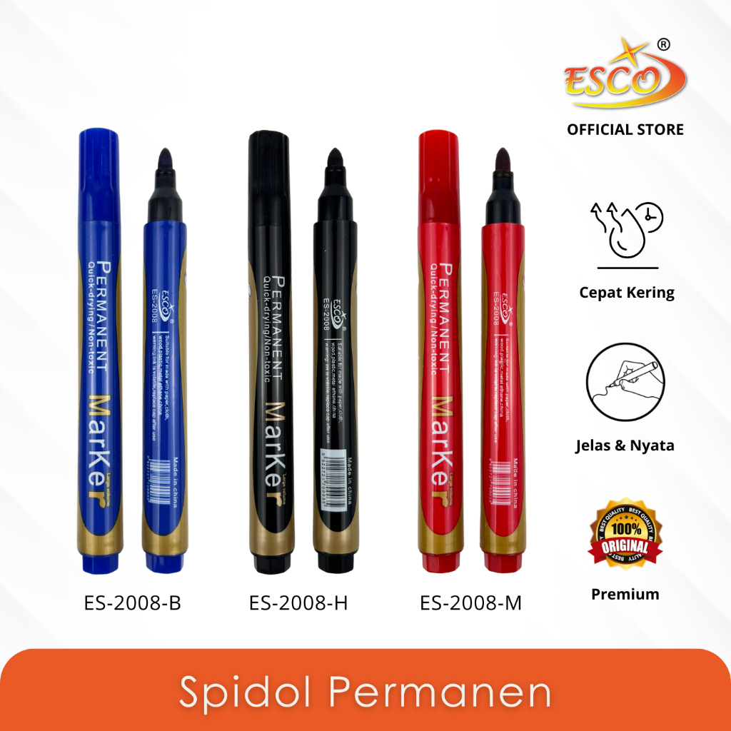 

Esco Spidol Permanen Quick Dry Round Tip ES-2008