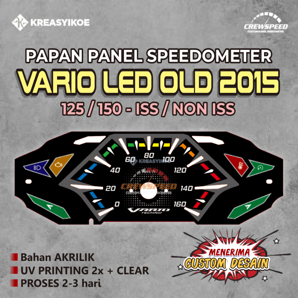 Papan Panel Speedometer Vario LED Old 2015 125 150 ISS NON ISS Custom Background Desain