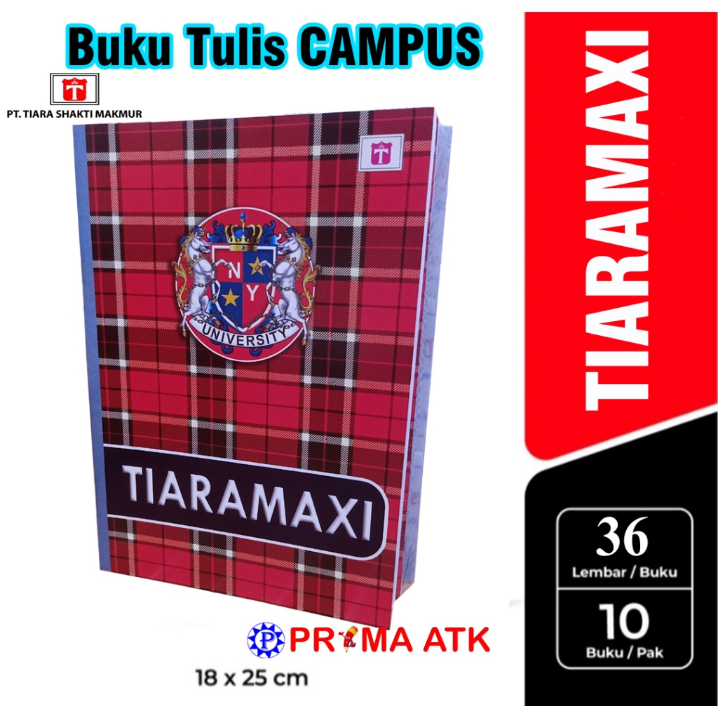 

(10 BUKU / 1 PAX) Buku Campus Tiaramaxi 36 Lembar / Tiaramaxi Campus / Buku Tulis Campus Tiaramaxi