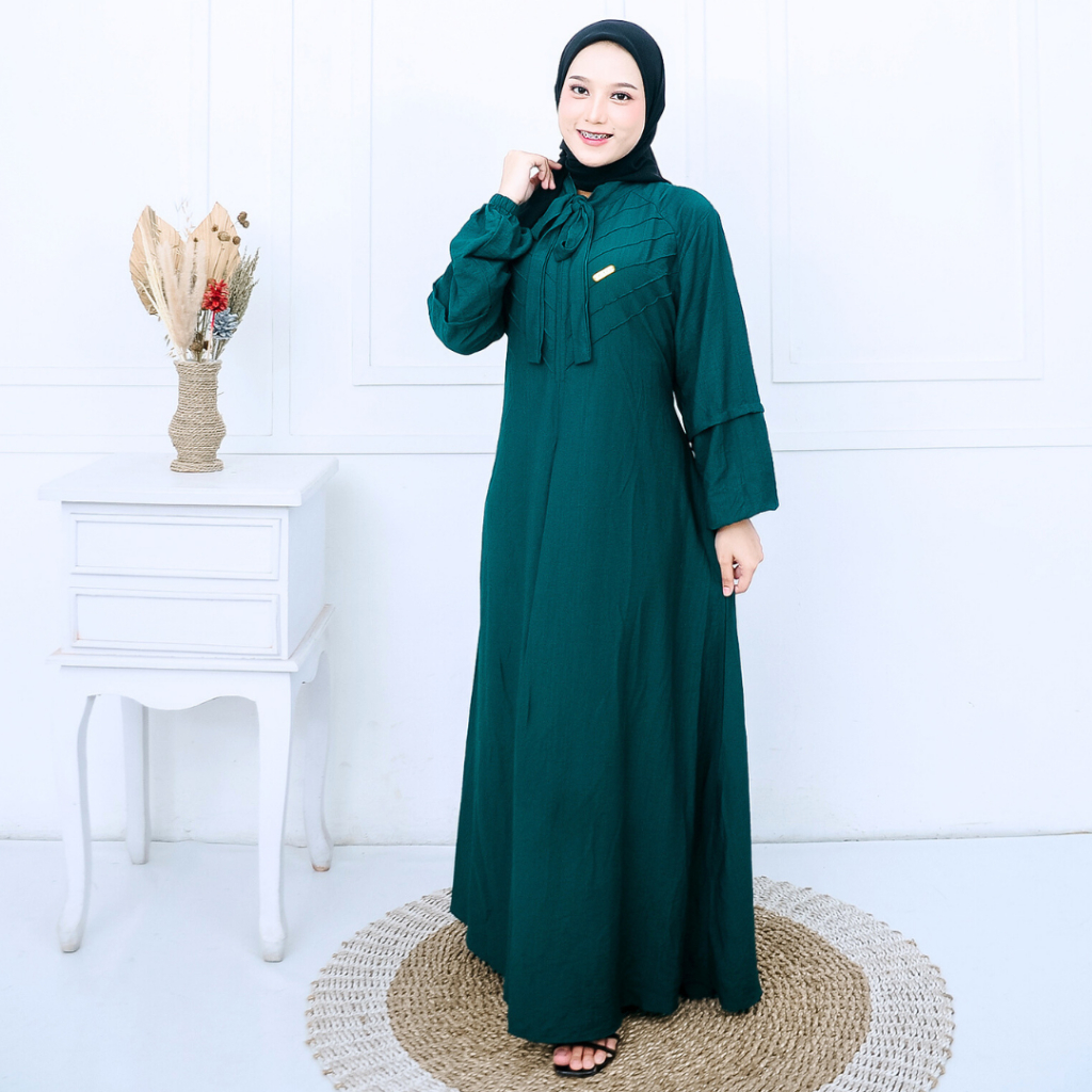 Gamis Panjang Muslim Remaja Dewasa 2025 - Baju Gamis Polos Simple Elegan Cocok untuk Harian & Acara