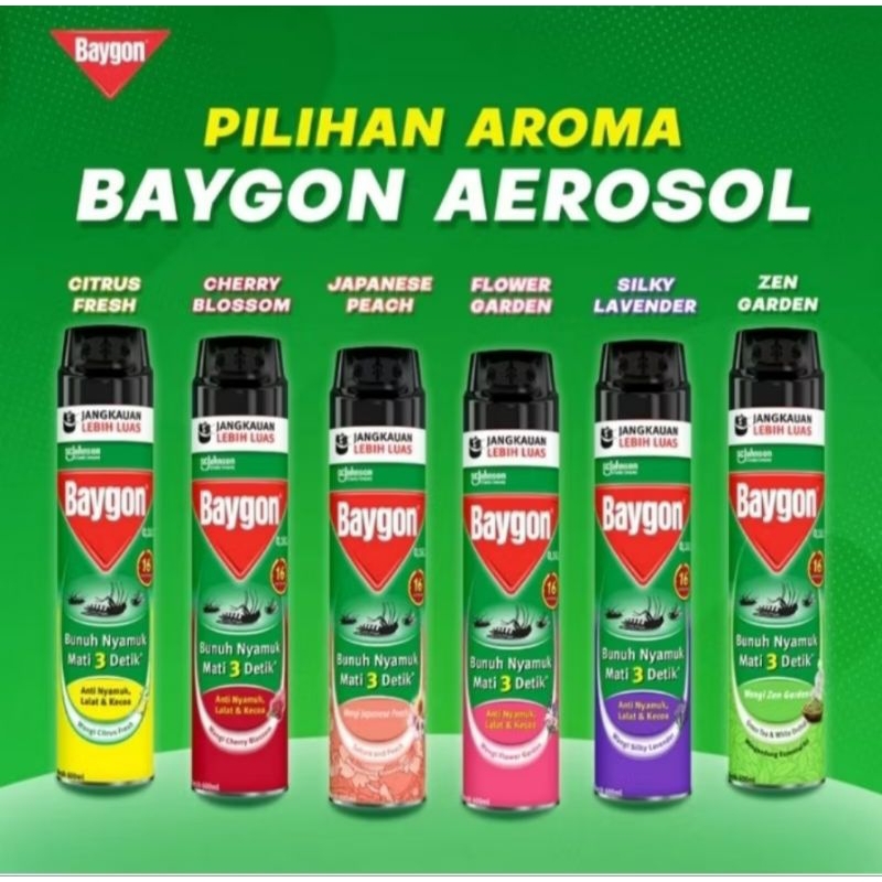 BAYGON Aerosol Obat Nyamuk Spray Semprot 400ml/ 600ml/ 750ml
