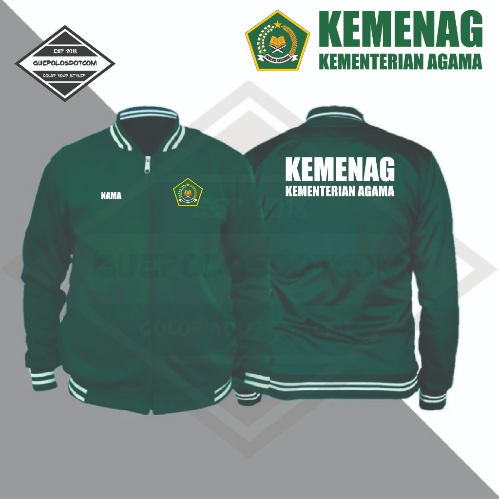 HOODIE VARSITY ZIPPER KEMENAG Free Nama - Varsity Zipper Kementerian Agama Free Nama - Sweater KEMEN