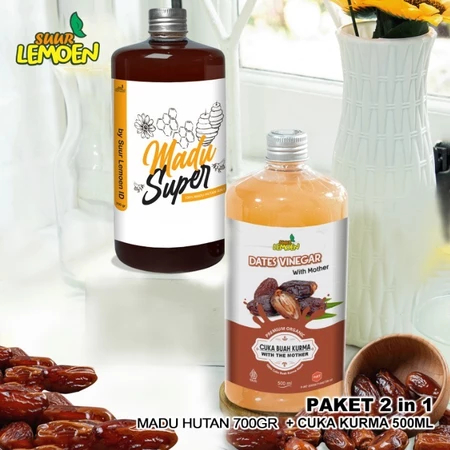 

Paket Spesial Suur Lemoen Cuka Kurma 500ml dan Madu Hutan Murni 700gr