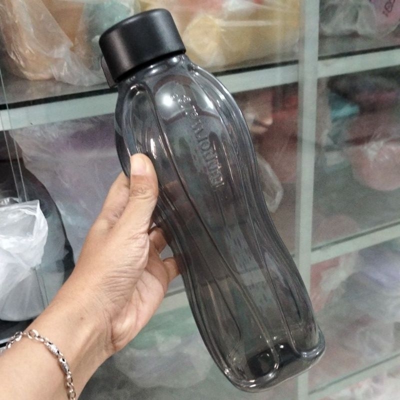 Botol minum eco family tutup ulir tupperware 1 liter hitam
