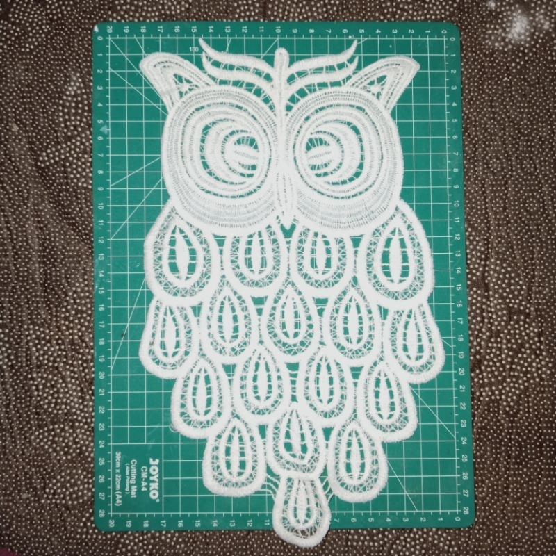 Aplikasi Bordir Jahit Burung Hantu Rajut Renda Giper Besar