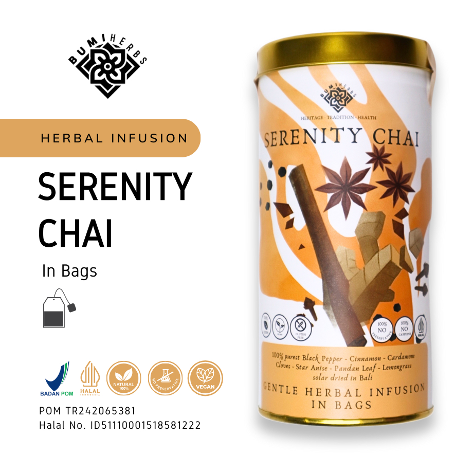 

SERENITY CHAI - Teh herbal/herbal infusion (TEABAG/KANTONG)