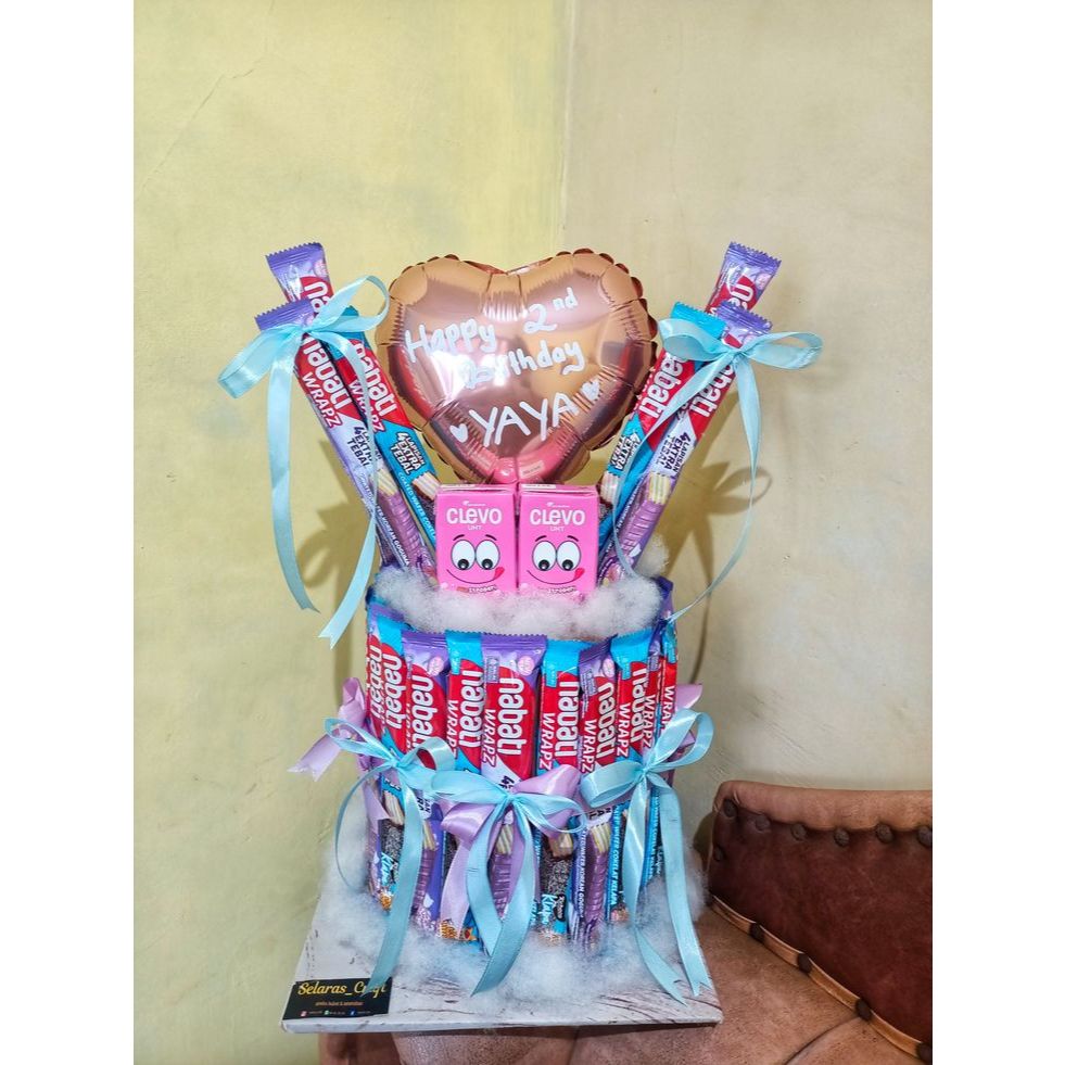 Snack Tower - Snack Tart - Cake Snack Ultah - Snack Cake - Bucket Snack Birthday (Ungu 7)