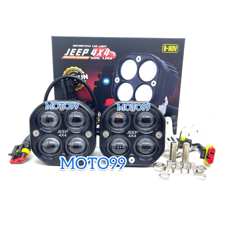 Lampu Tembak L4Z 4 Mata Laser Gun D4 40 Watt Kuning Putih Hi Low Sepasang