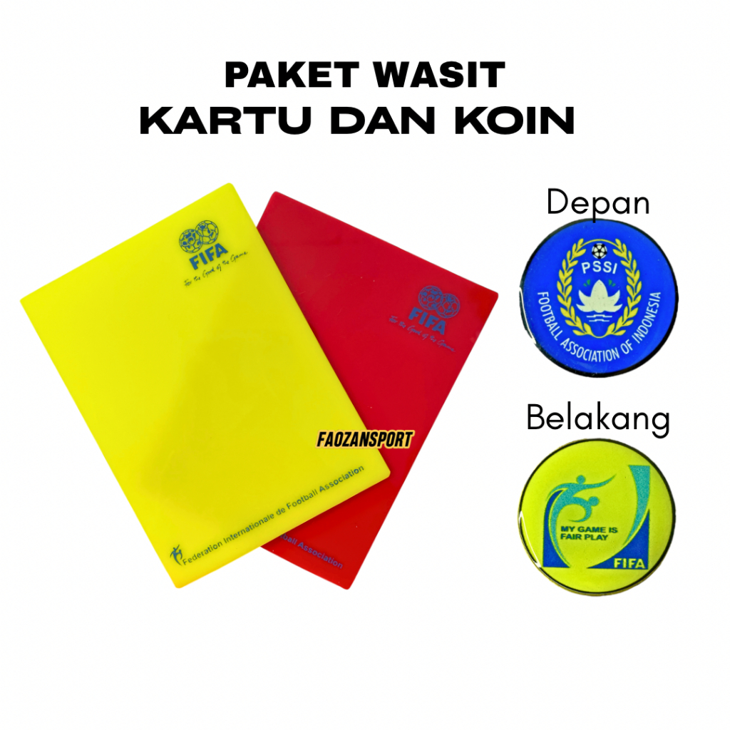 Paket kartu wasit akrilik koin wasit fifa pssi futsal perlengkapan wasit olahraga futsal sepakbola