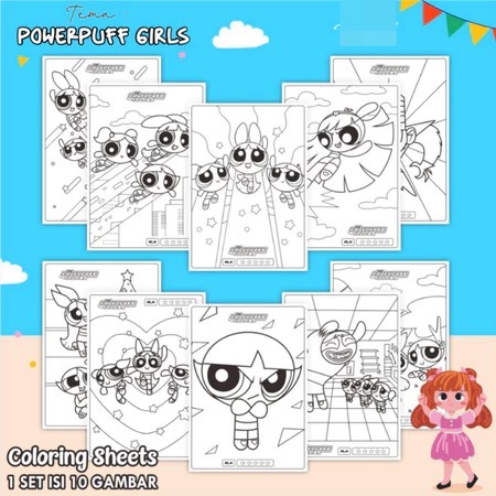 

KERTAS GAMBAR ANAK MEWARNAI KARAKTER POWERPUFF GIRLS UKURAN A4 - COLORING SHEETS 1 SET ISI 10 GAMBAR