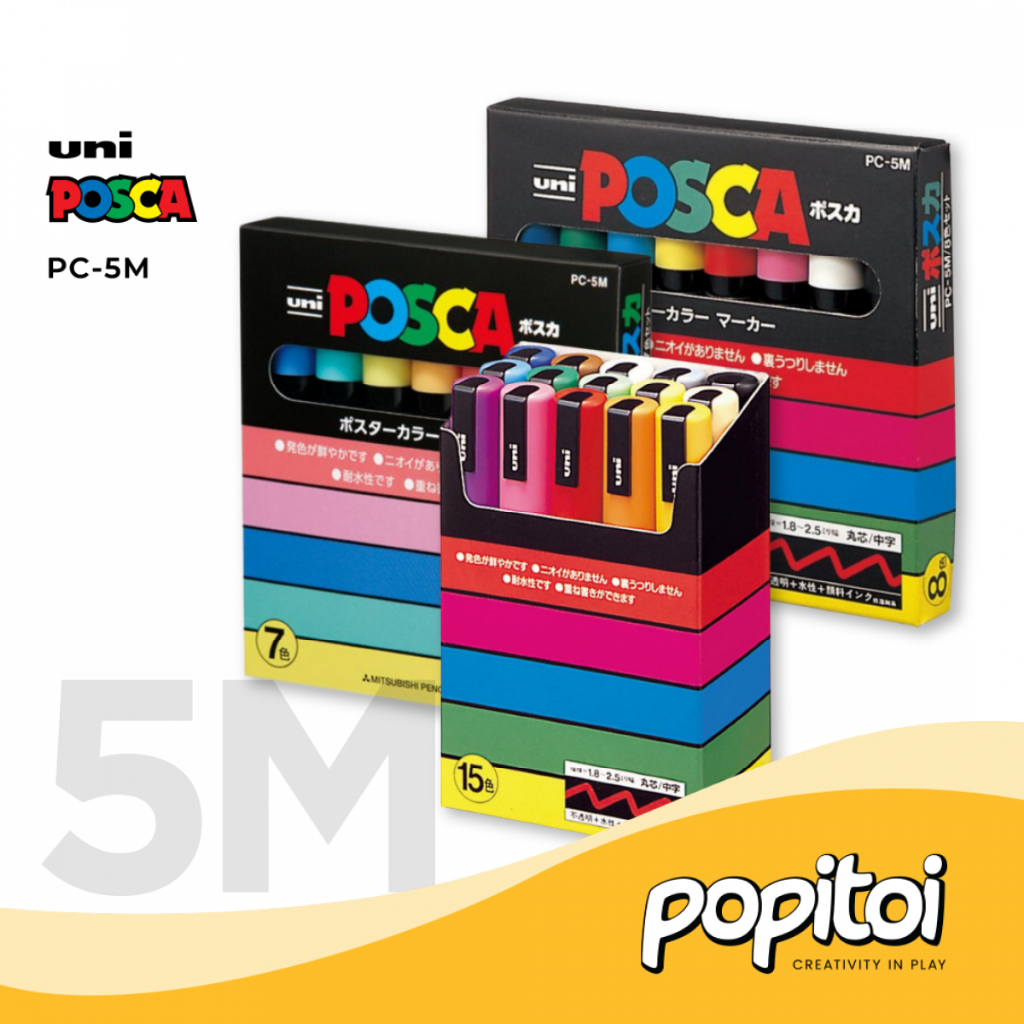 

UNI Posca PC-5M Acrylic Marker SET 7 8 15 Colors Fine Round Tip Spidol Warna Warni