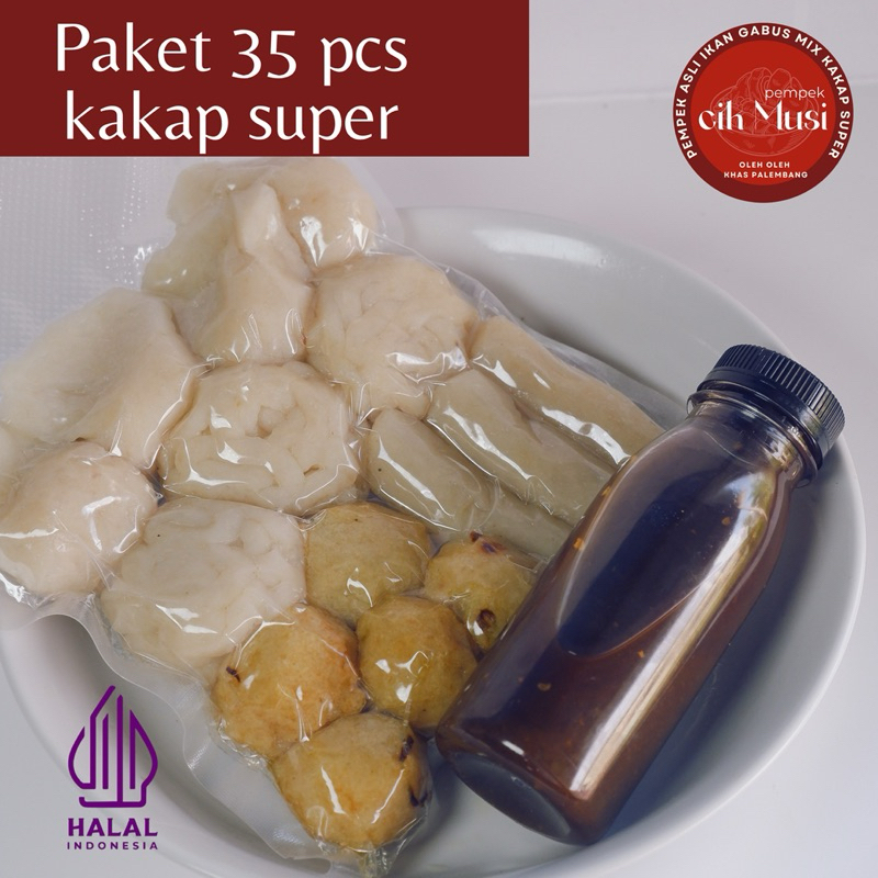 

Pempek Cik Musi - Pempek mix 35 pcs + cuko 250 ml khas Palembang, Ikan Kakap Super Vakum Frozen