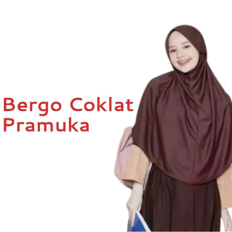Kerudung / Hijab Bergo SD SMP SMA Coklat Pramuka
