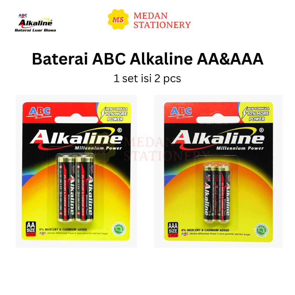 Baterai ABC Alkaline AA / Baterai Alkaline AAA ISI 2 PCS BATERE JAM DINDING