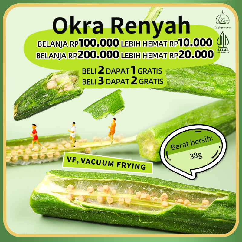 

【Luckymore】HALAL Okra Renyah 38gr, Keripik Okra, Keripik Sayur, Okra Kering, Cemilan Sehat, Snack Sehat Rendah Kalori, Okra Crispy
