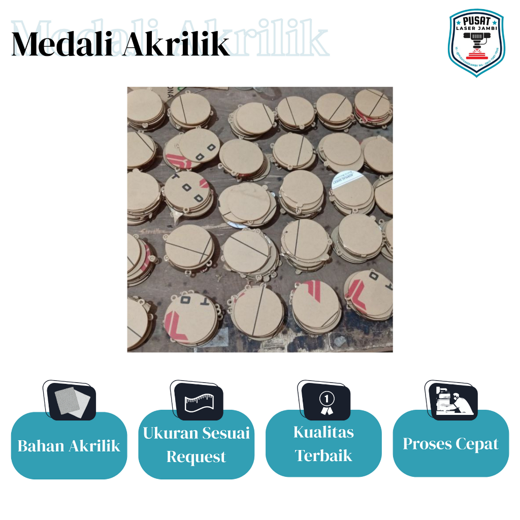 Bahan Medali / Medali Akrilik Bening / Medali Akrilik 2 mm / Medali Akrilik diameter 7 cm