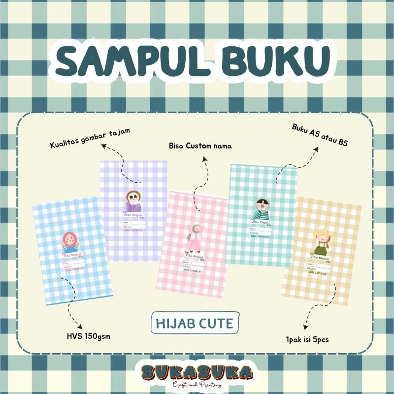 

sampul buku aesthetic / sampul buku lucu / sampul buku custom / sampul buku A5 / sampul buku B5 / sampul buku unik / HIJAB CUTE