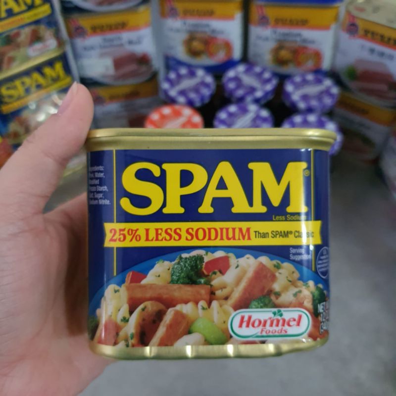 

SPAM HorneL USA Less sodium daging kornet NON Halal