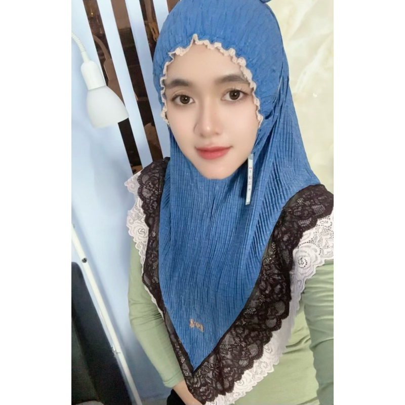 540 JILBAB SIRIA NONPET KERUT DAHI RENDA  DOA IBU JERSEY CASANDRA RENDA DOUBLE TILE HITAM V/HIJAB MU