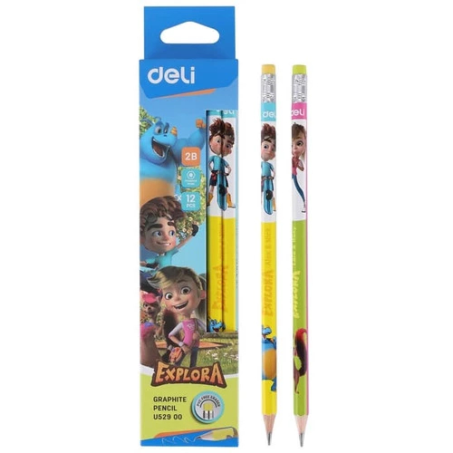 

DELI EU53500 Pensil Grafit 2B Super Wings dengan penghapus / Pensil Deli
