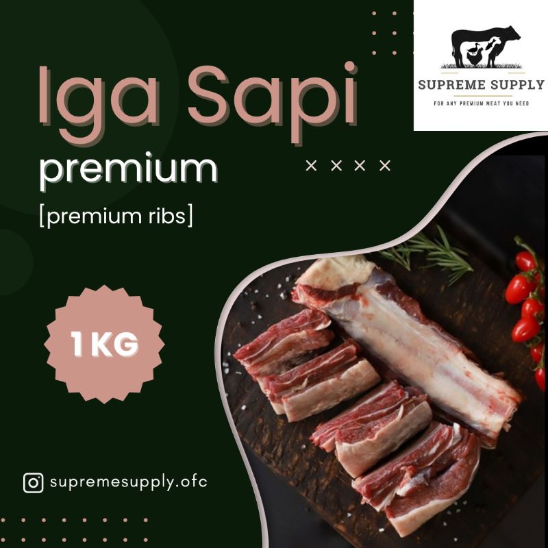

PREMIUM Iga Sapi 1 kg | Fresh Halal Organic Ribs Beef Daging Segar Frozen